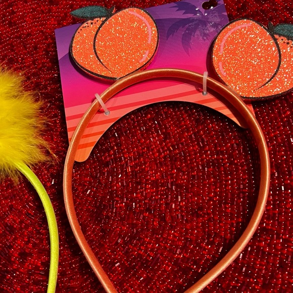 New Set of Two Pineapple & Peaches Ribbon Wrapped Headbands - Picture 7 of 12